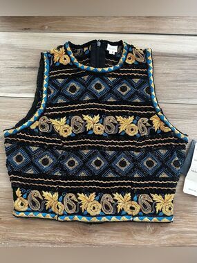 Vintage India Silk Beaded/Embroidered Top L